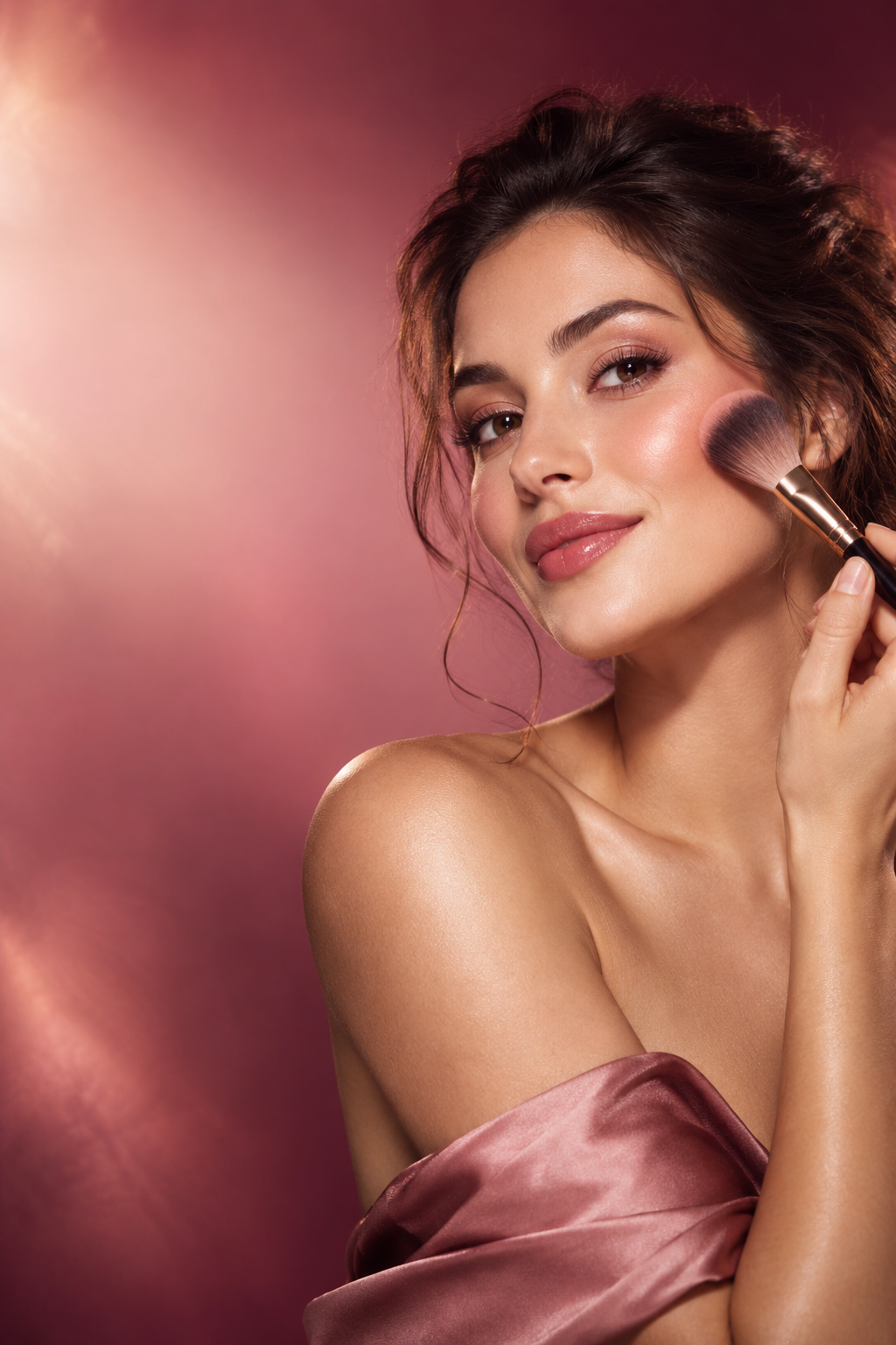 Mujer aplicándose maquillaje